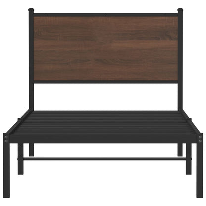 Metal Bed Frame without Mattress Brown Oak 90x190 cm Single