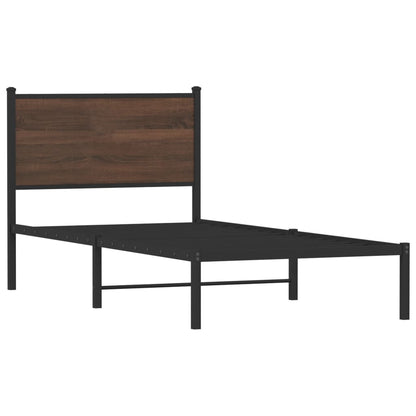 Metal Bed Frame without Mattress Brown Oak 90x200 cm