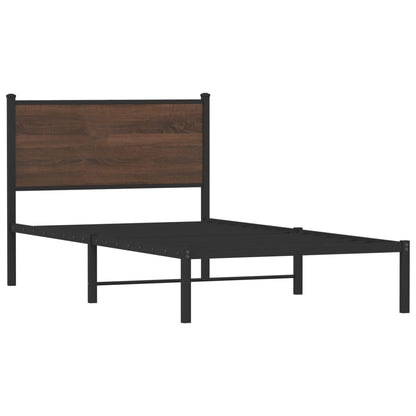 Metal Bed Frame without Mattress Brown Oak 100x200 cm