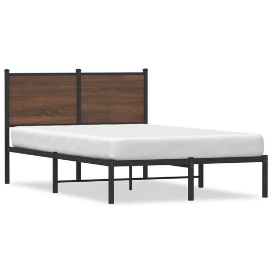 Metal Bed Frame without Mattress Brown Oak 120x200 cm