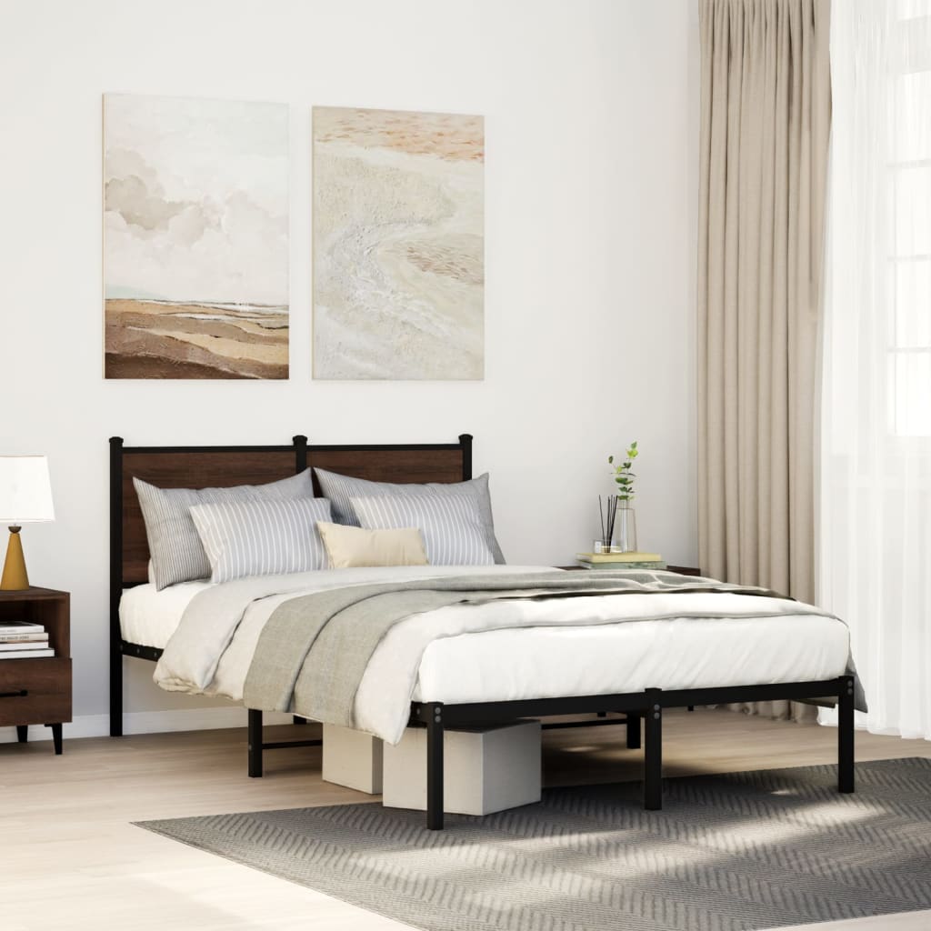Metal Bed Frame without Mattress Brown Oak 120x200 cm