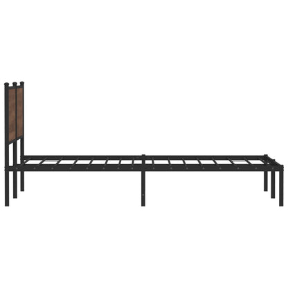 Metal Bed Frame without Mattress Brown Oak 150x200 cm King Size