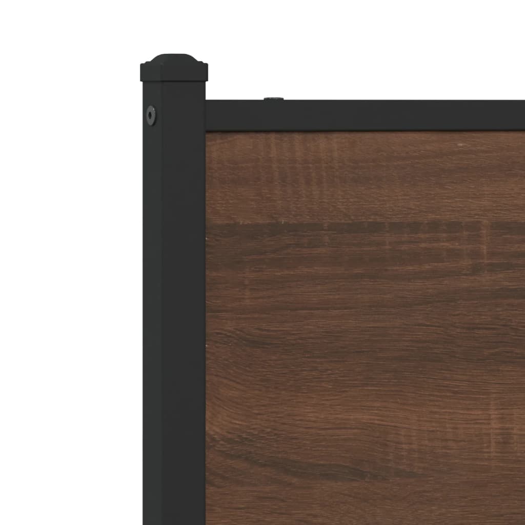 Metal Bed Frame without Mattress Brown Oak 150x200 cm King Size