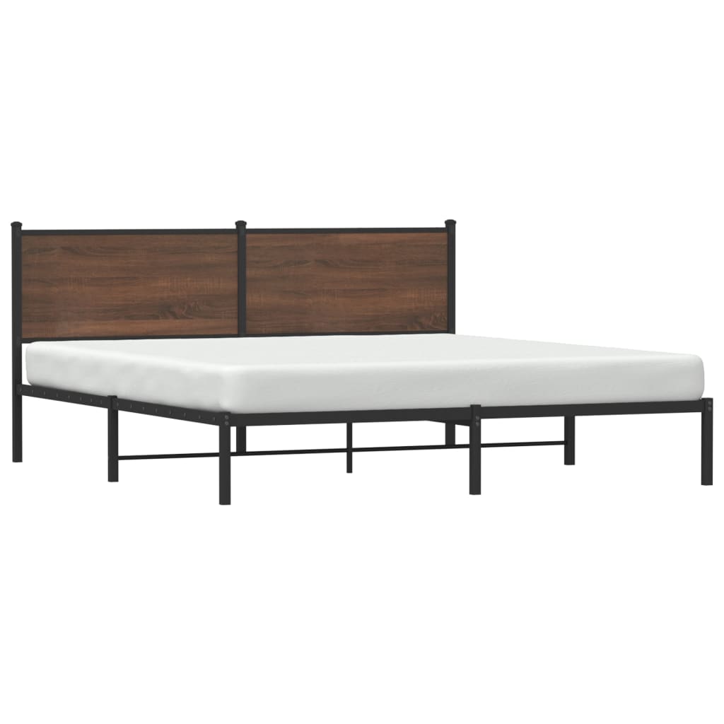 Metal Bed Frame without Mattress Brown Oak 160x200 cm