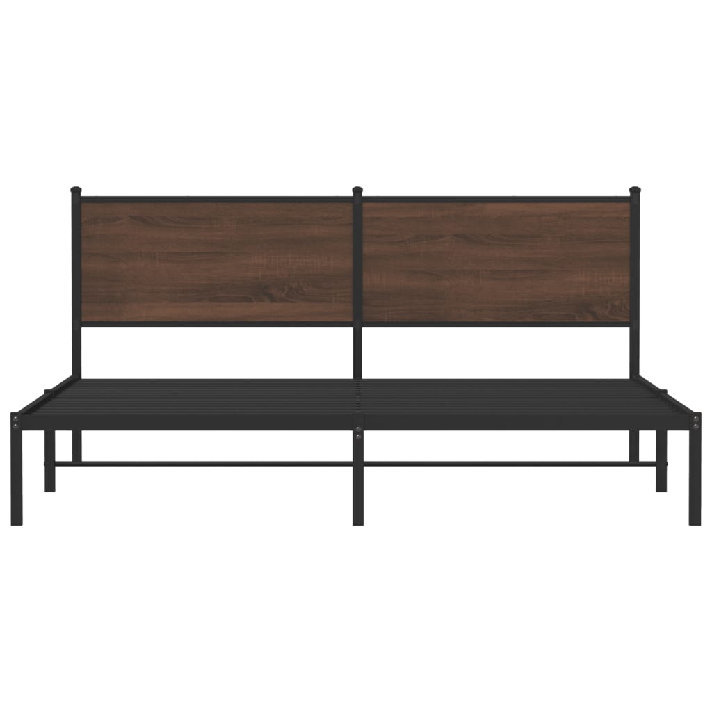 Metal Bed Frame without Mattress Brown Oak 183x213 cm