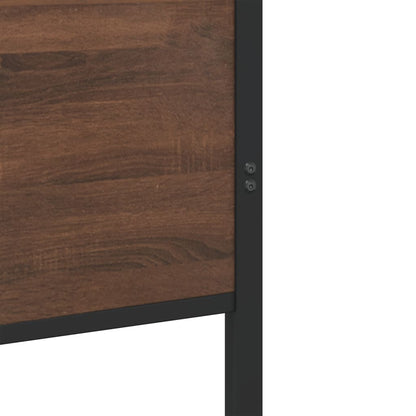 Metal Bed Frame without Mattress Brown Oak 90x200 cm