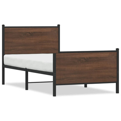 Metal Bed Frame without Mattress Brown Oak 100x190 cm