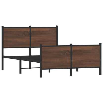 Metal Bed Frame without Mattress Brown Oak 120x190 cm Small Double