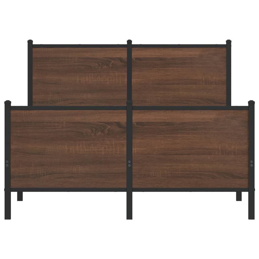 Metal Bed Frame without Mattress Brown Oak 120x190 cm Small Double