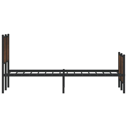 Metal Bed Frame without Mattress Brown Oak 120x190 cm Small Double