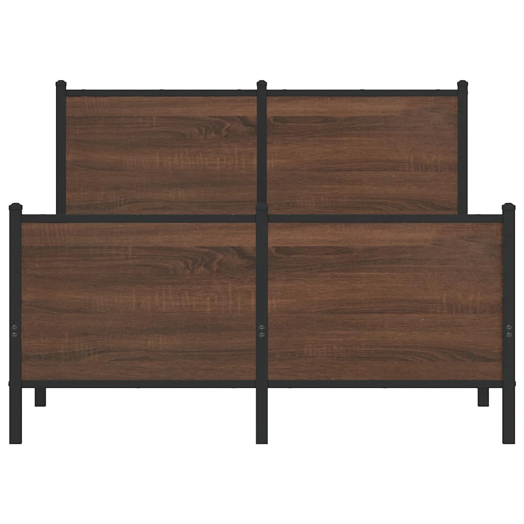 Metal Bed Frame without Mattress Brown Oak 120x200 cm