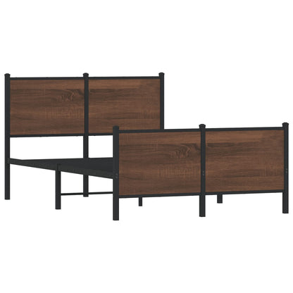 Metal Bed Frame without Mattress Brown Oak 137x190 cm