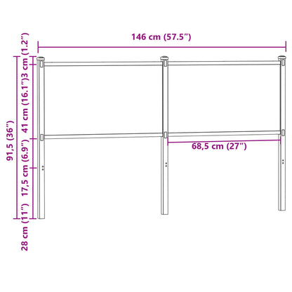 Replace Headboard Brown Oak 140 cm Engineered Wood and Steel