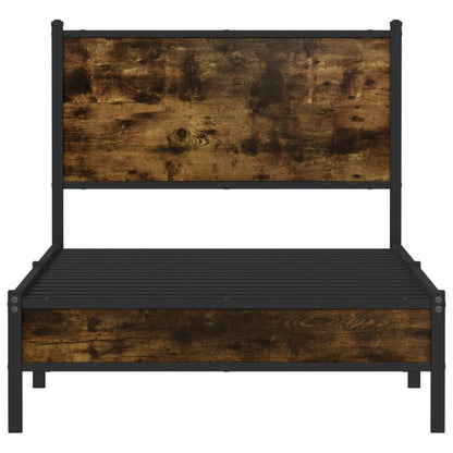 Metal Bed Frame without Mattress Smoked Oak  75x190 cm Small Single
