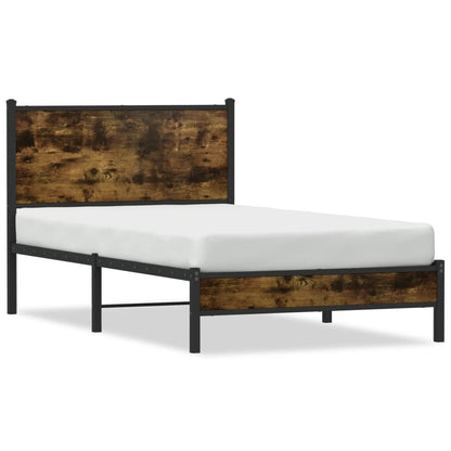 Metal Bed Frame without Mattress Smoked Oak 107x203 cm