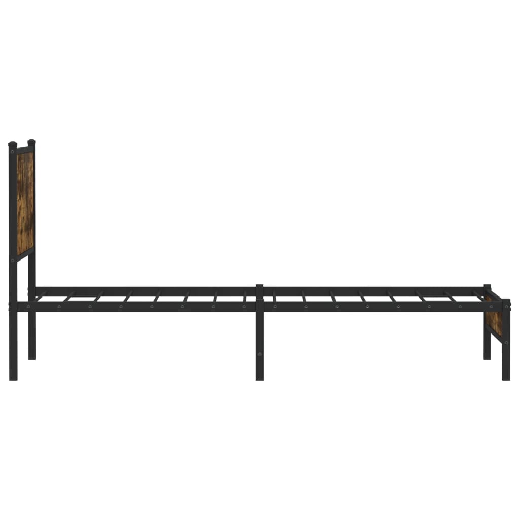 Metal Bed Frame without Mattress Smoked Oak 107x203 cm