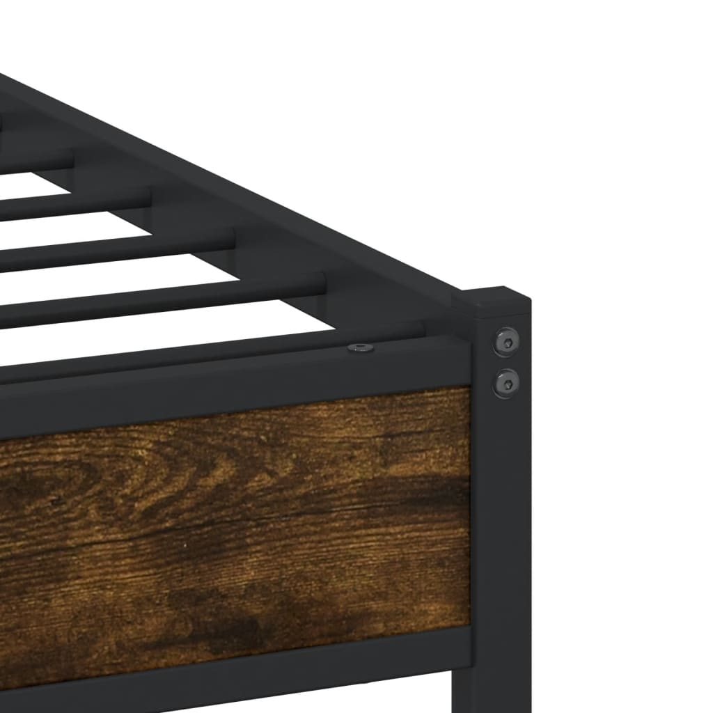Metal Bed Frame without Mattress Smoked Oak 107x203 cm