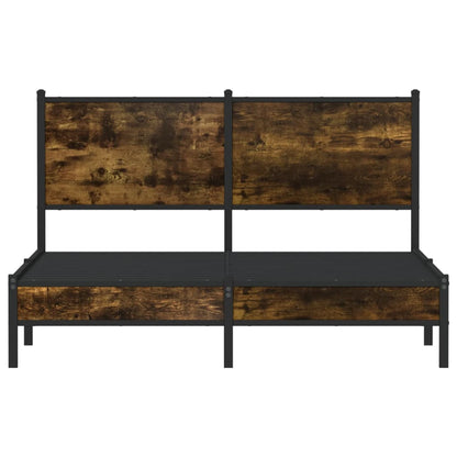 Metal Bed Frame without Mattress Smoked Oak 140x190 cm