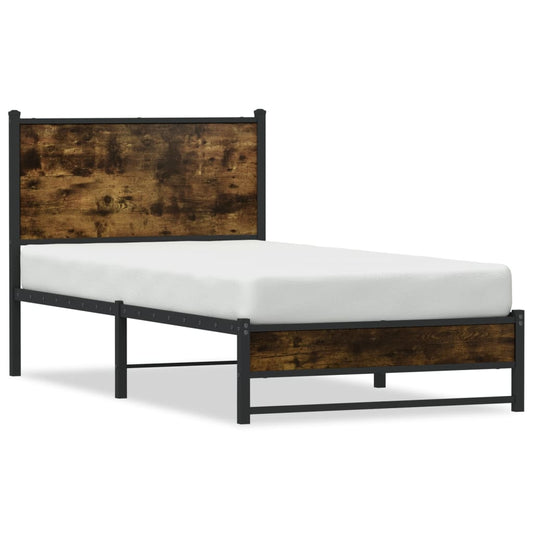 Metal Bed Frame without Mattress Smoked Oak 100x200 cm