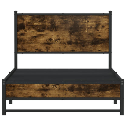 Metal Bed Frame without Mattress Smoked Oak 100x200 cm