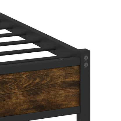 Metal Bed Frame without Mattress Smoked Oak 107x203 cm