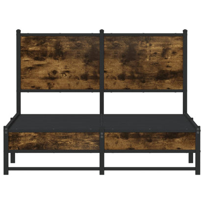 Metal Bed Frame without Mattress Smoked Oak 120x190 cm Small Double