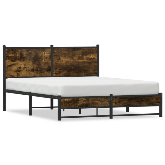 Metal Bed Frame without Mattress Smoked Oak 140x190 cm
