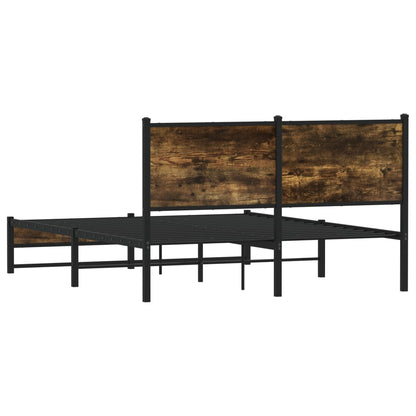 Metal Bed Frame without Mattress Smoked Oak 140x200 cm