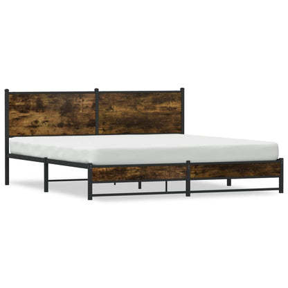 Metal Bed Frame without Mattress Smoked Oak 160x200 cm