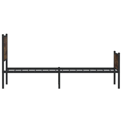 Metal Bed Frame without Mattress Smoked Oak 75x190 cm Small Single