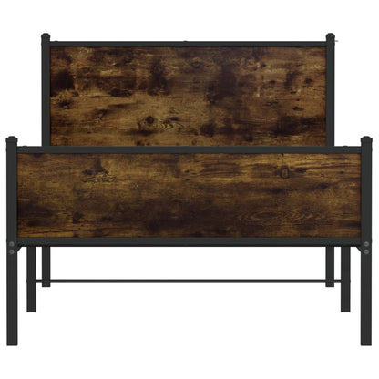 Metal Bed Frame without Mattress Smoked Oak 100x190 cm