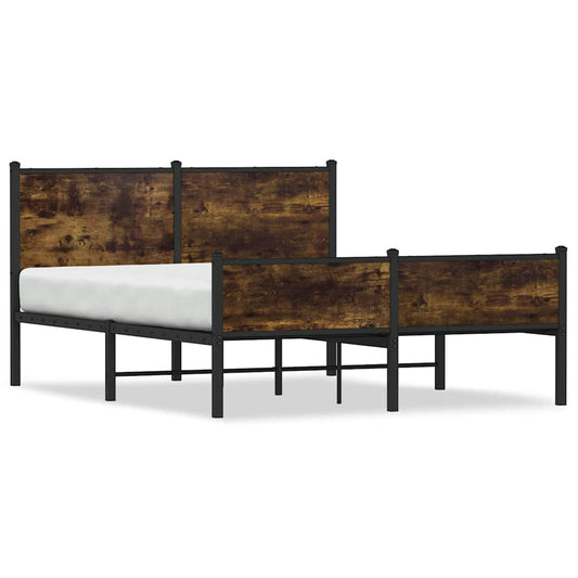 Metal Bed Frame without Mattress Smoked Oak 137x190 cm