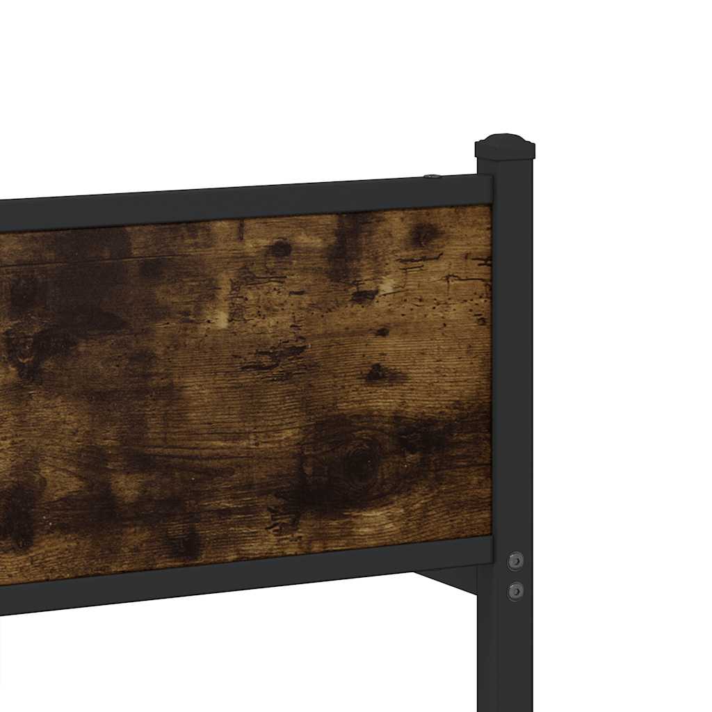 Metal Bed Frame without Mattress Smoked Oak 140x190 cm