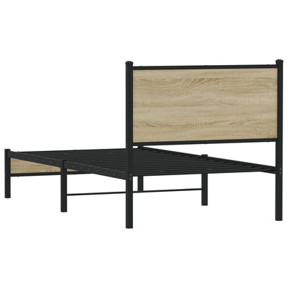 Metal Bed Frame without Mattress Sonoma Oak 90x190 cm Single