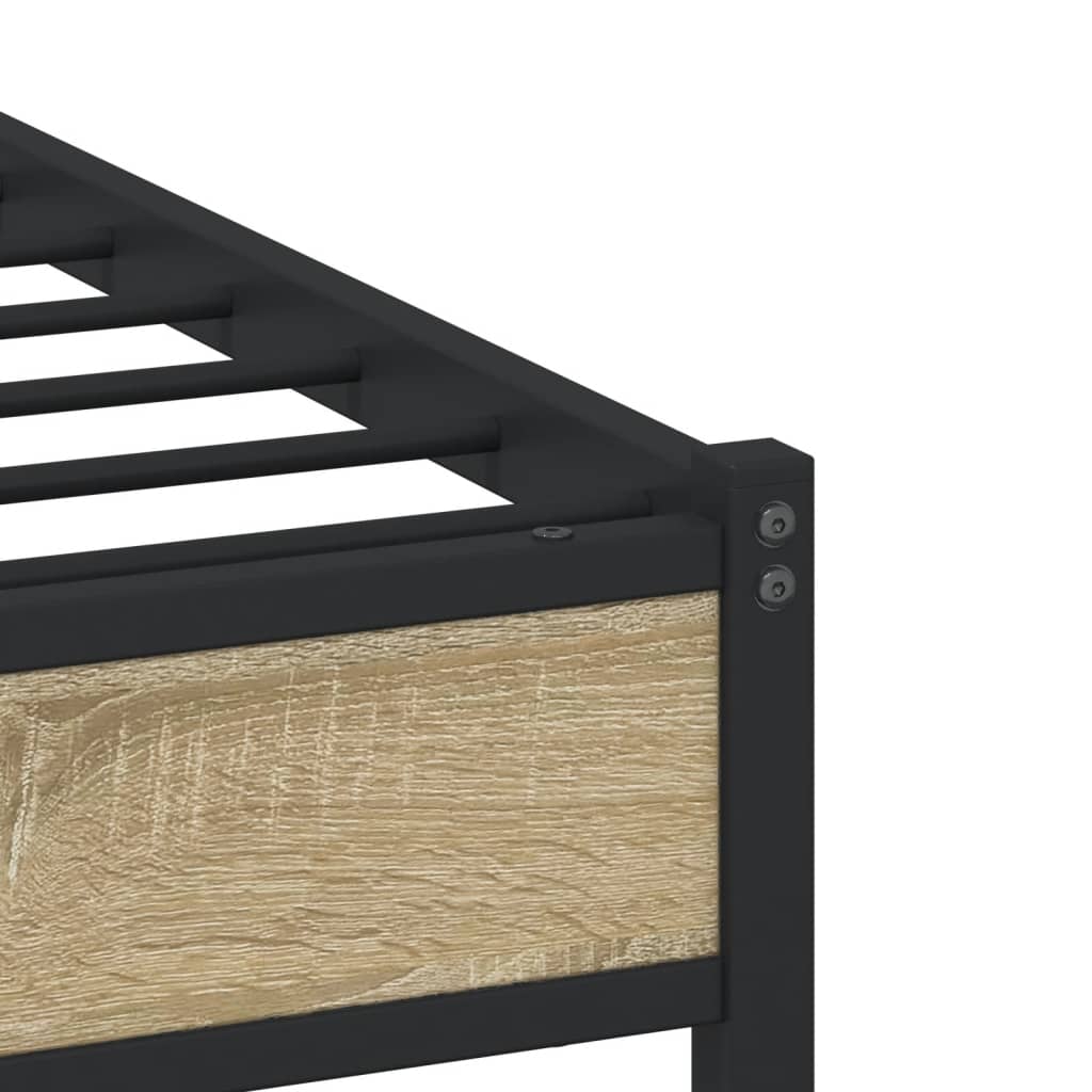 Metal Bed Frame without Mattress Sonoma Oak 100x190 cm