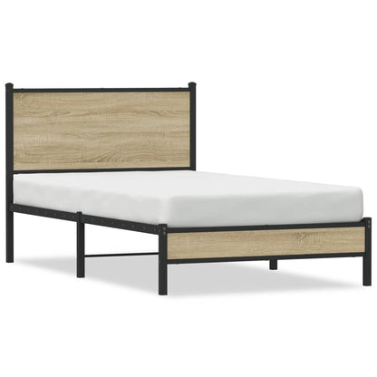 Metal Bed Frame without Mattress Sonoma Oak 100x200 cm