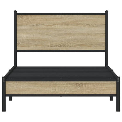Metal Bed Frame without Mattress Sonoma Oak 100x200 cm