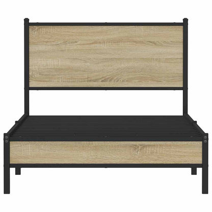 Metal Bed Frame without Mattress Sonoma Oak 107x203 cm