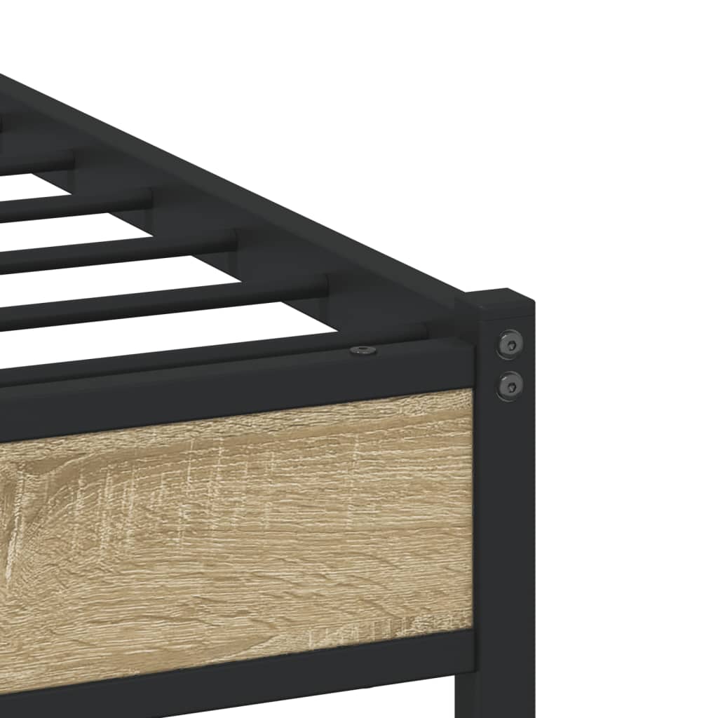 Metal Bed Frame without Mattress Sonoma Oak 120x190 cm Small Double