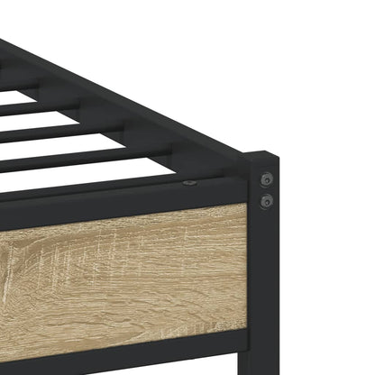 Metal Bed Frame without Mattress Sonoma Oak 120x190 cm Small Double