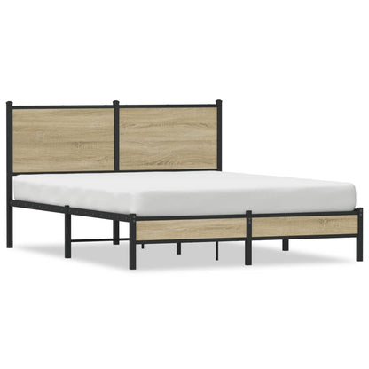 Metal Bed Frame without Mattress Sonoma Oak 140x190 cm