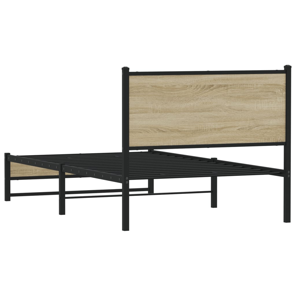Metal Bed Frame without Mattress Sonoma Oak 100x200 cm