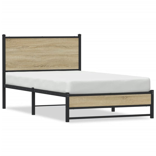 Metal Bed Frame without Mattress Sonoma Oak 107x203 cm