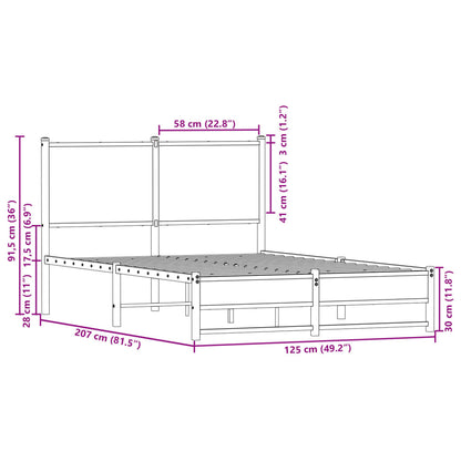 Metal Bed Frame without Mattress Sonoma Oak 120x200 cm