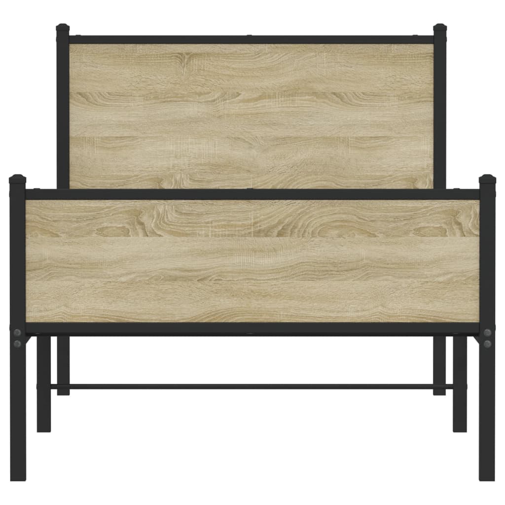 Metal Bed Frame without Mattress Sonoma Oak 90x200 cm