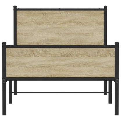 Metal Bed Frame without Mattress Sonoma Oak 90x200 cm