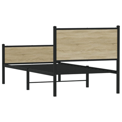 Metal Bed Frame without Mattress Sonoma Oak 100x190 cm