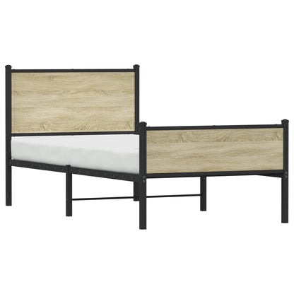 Metal Bed Frame without Mattress Sonoma Oak 107x203 cm