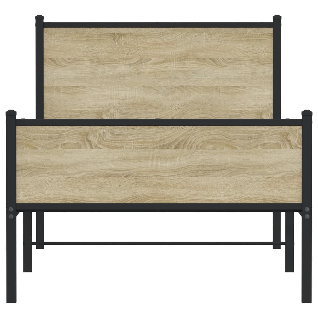 Metal Bed Frame without Mattress Sonoma Oak 107x203 cm