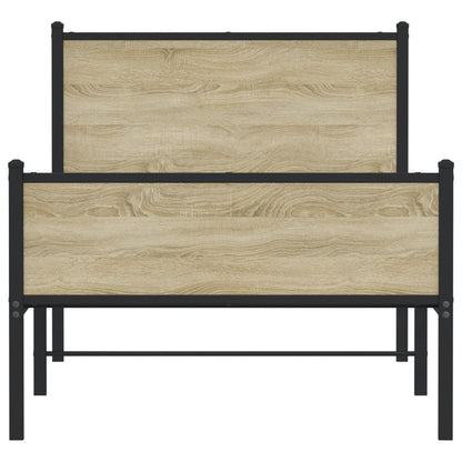 Metal Bed Frame without Mattress Sonoma Oak 107x203 cm